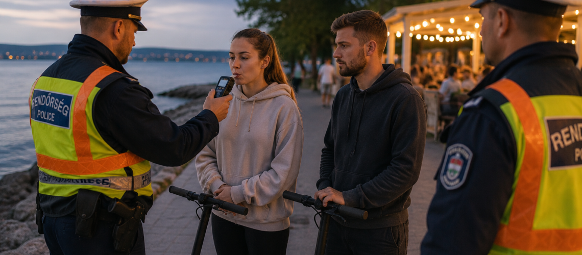 Egy poh&aacute;r bor ut&aacute;n j&ouml;tt az 50 ezres b&iacute;rs&aacute;g: r&aacute;kapcsoltak a rendőr&ouml;k a balatoni rolleresek ellenőrz&eacute;s&eacute;re