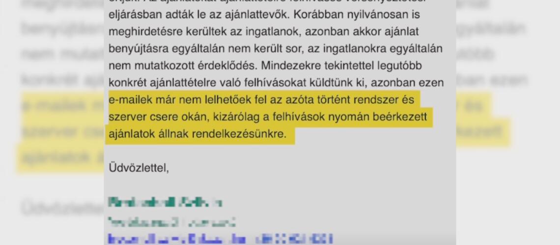 Aranyosv&ouml;lgy: eltűntek az ingatlan&eacute;rt&eacute;kes&iacute;t&eacute;s versenyeztet&eacute;s&eacute;nek e-mailjei, amelyekből kider&uuml;lhetne, kiket h&iacute;vtak meg aj&aacute;nlatt&eacute;telre