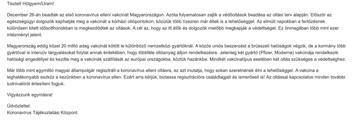 Ezt kapod a kormánytól, ha reggelsz a Covid-19 védőoltásra
