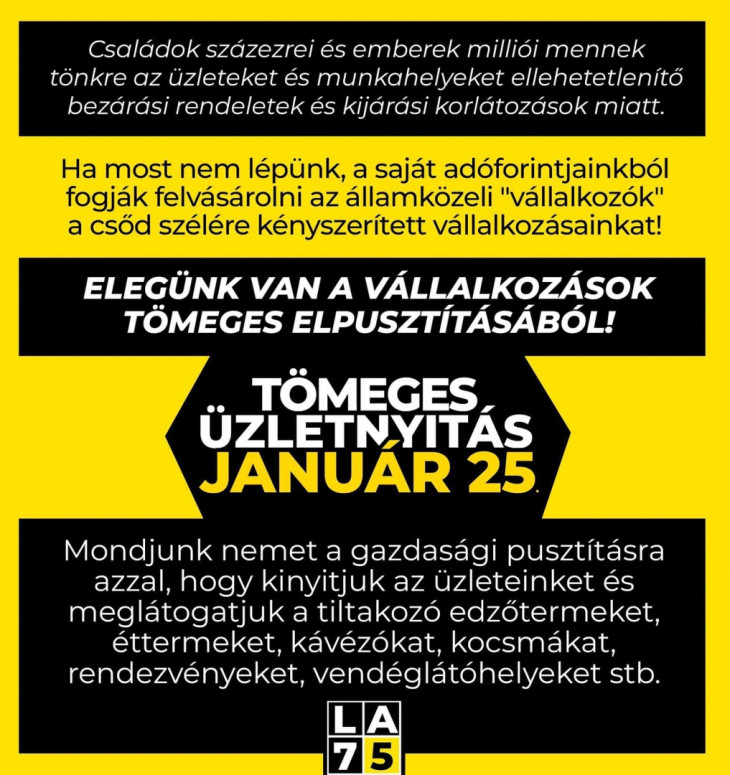 Nálunk is fogy a türelem - Tömeges üzletnyitást szerveznek január 25-re