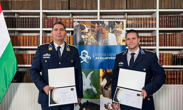 Orsz&aacute;gos elismer&eacute;st kaptak a bullterriert megmentő tapolcai rendőr&ouml;k