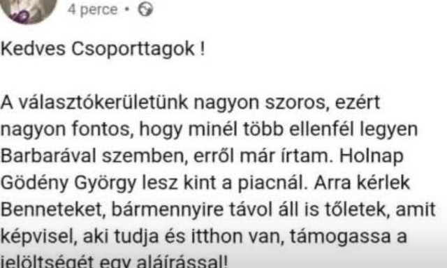 V&aacute;rpalota fideszes polg&aacute;rmestere arra k&eacute;ri a k&ouml;vetőit, hogy a kamup&aacute;rtoknak is &iacute;rjanak al&aacute;, ezzel gyeng&iacute;tve a Tisz&aacute;t