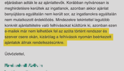 Aranyosv&ouml;lgy: eltűntek az ingatlan&eacute;rt&eacute;kes&iacute;t&eacute;s versenyeztet&eacute;s&eacute;nek e-mailjei, amelyekből kider&uuml;lhetne, kiket h&iacute;vtak meg aj&aacute;nlatt&eacute;telre