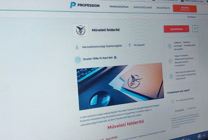 Profession.hu a Nemzetbiztonsági Szakszolgálat hirdetése
