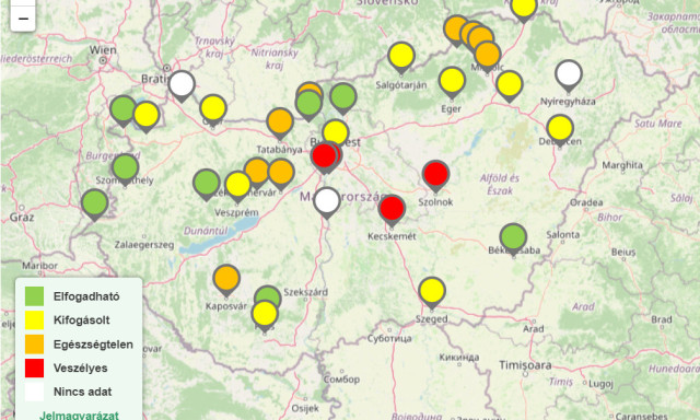 Az orsz&aacute;g t&ouml;bb pontj&aacute;n is vesz&eacute;lyess&eacute; v&aacute;lt a levegő minős&eacute;ge