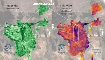 Hőt&eacute;rk&eacute;pen l&aacute;thatjuk, mit jelent a v&aacute;rosnak az Aranyosv&ouml;lgy