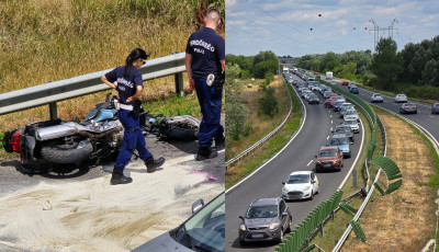 Motoros baleset t&ouml;rt&eacute;nt a 8-as fő&uacute;ton Cs&oacute;rn&aacute;l