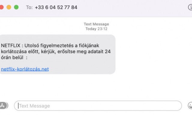 Vigy&aacute;zat!  A Netflix nev&eacute;ben k&uuml;ldenek SMS-t a csal&oacute;k