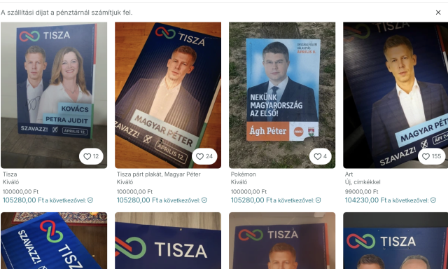 Relikvia lett a kamp&aacute;nyb&oacute;l - M&aacute;r sz&aacute;zezrek&eacute;rt mennek a Tisza &eacute;s Magyar P&eacute;ter-plak&aacute;tok a Vinteden